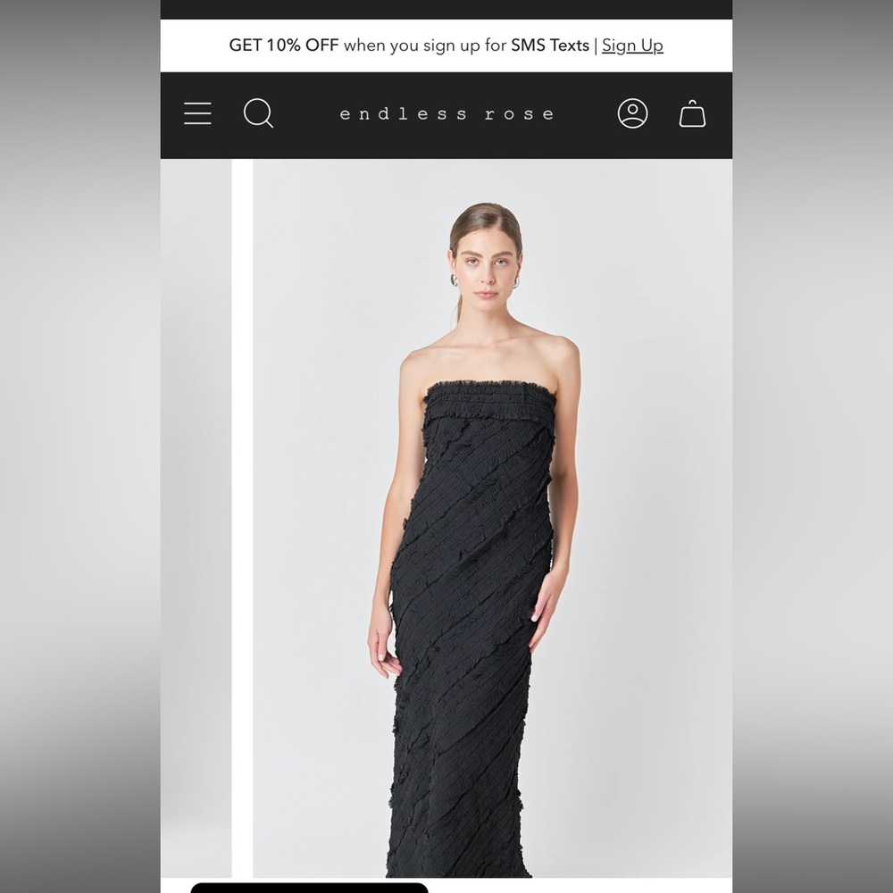 endless rose STRAPLESS RUFFLED MAXI DRESS